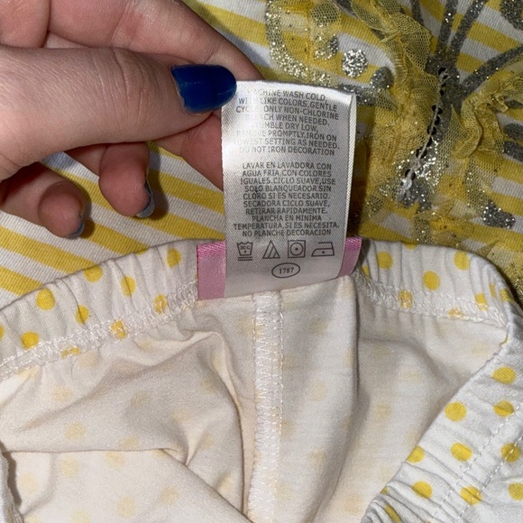 Girls Yellow Striped Butterfly Set with Polka Dot Pants - Picture 4 of 8